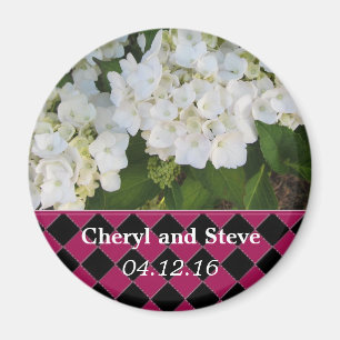 White Hydrangea Save the Date Magneet