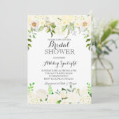White hydrangea Shower Floral Invitation Kaart (Staand voorkant)