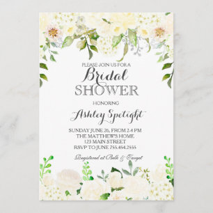 White hydrangea Shower Floral Invitation Kaart