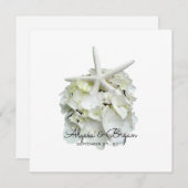 White Hydrangea Starfish Invitations de mariage (Devant / Derrière)