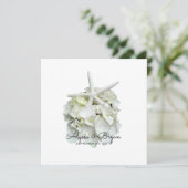 White Hydrangea Starfish Invitations de mariage (Debout devant)