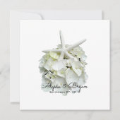 White Hydrangea Starfish Wedding Invitting Kaart (Voorkant)