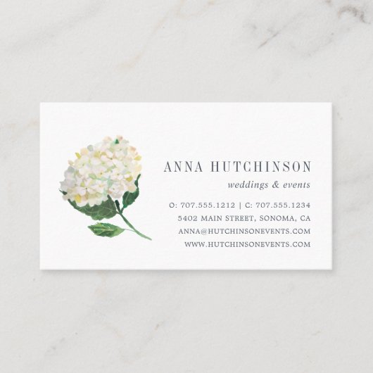 White Hydrangea Visitekaartje (Voorkant)