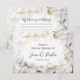 White Hydrangea Waterverf Deel een Geheugenbegrafe Notitiekaartje