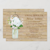 White Hydrangea Waterverf Mason Jar Flowers Kaart (Voorkant / Achterkant)