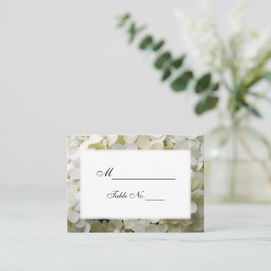 White Hydrangea Wedding Place Card Plaatskaartje (Staand voorkant)