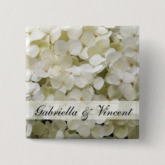 White Hydrangea Wedding Vierkante Button 5,1 Cm (Voorkant)