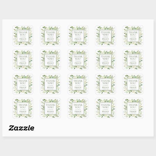 White Hydrangeas Birthday Dank u Square Sticker (Vel)