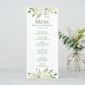 White Hydrangeas Floral Waterverf Wedding Menu (Staand voorkant)