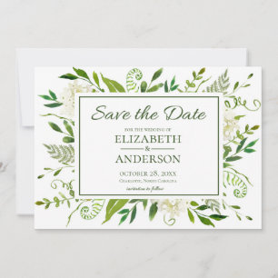 White Hydrangeas Floral Waterverf Wedding Save The Date