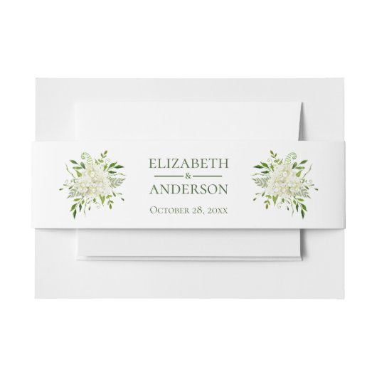 White Hydrangeas Floral Waterverf Wedding Uitnodigingen Wikkel (Voorkant Voorbeeld)