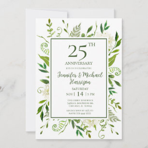 White Hydrangeas Invitation du 25e anniversaire