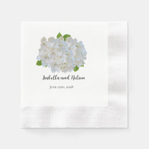 White Hydrangeas Personalized Wedding Napkins Servet