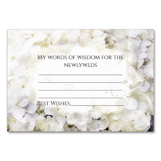 White Hydrangeas Waterverf Wedding Advice Kaarten (Achterkant)