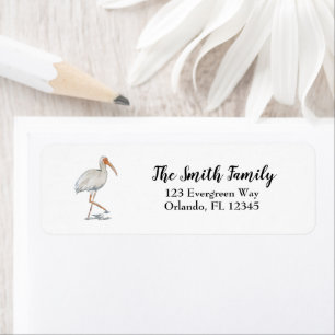 White Ibis Bird Natuur Painting Return Address Etiket