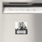 White Ice Lavish Damask Save the Date Magnet Magneet (Insitu (Vaatwasser))