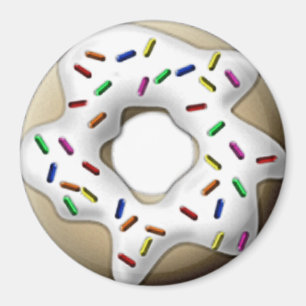 White Iced Doughnut Magneet