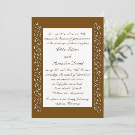 White Icing on Chocolate Wedding Invitation Kaart (Staand voorkant)