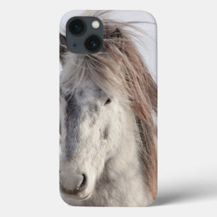 White IJslands Horse Headshot iPhone 13 Hoesje