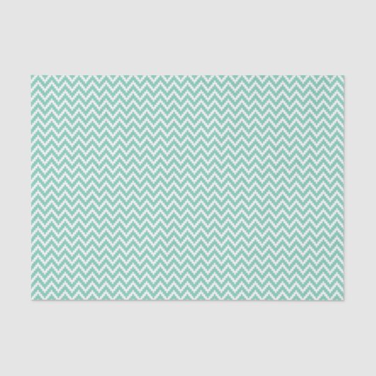 White Ikat Chevron over Mint Achtergrond Tissuepapier (Voorkant)