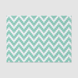White Ikat Chevron Over Mint Background 2 Tissuepapier