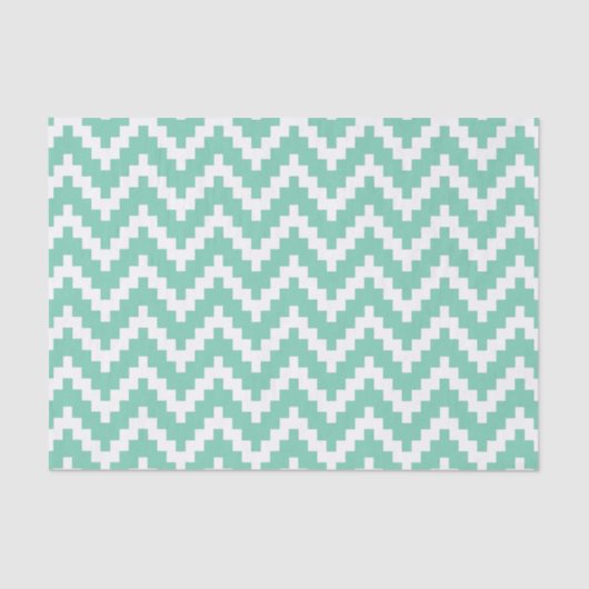 White Ikat Chevron Over Mint Background 2 Tissuepapier (Voorkant)