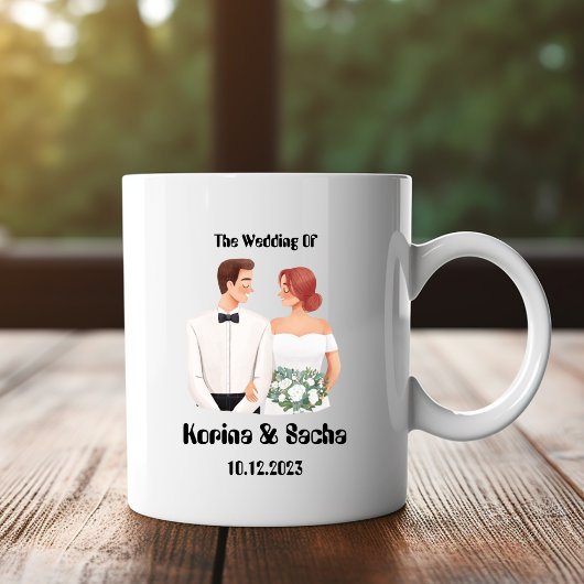 White Illustration Wedding Gift Print Mok