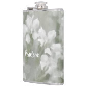 White Impressionist Botanical Art met naam Heupfles (Links)