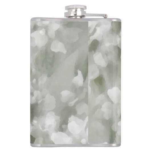 White Impressionist Botanical Art met naam Heupfles (Achterkant)