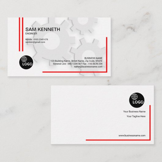 White Innocence Three Gears Engineer Visitekaartje (Voorkant / Achterkant)