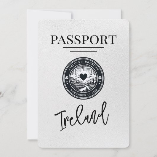 White Ireland Passport Wedding Invitation Kaart (Achterkant)