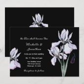 White Iris Floral op Black Christelijk Wedding Kaart (Voorkant / Achterkant)