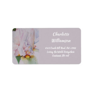 White Iris Flower in Waterverf Etiket