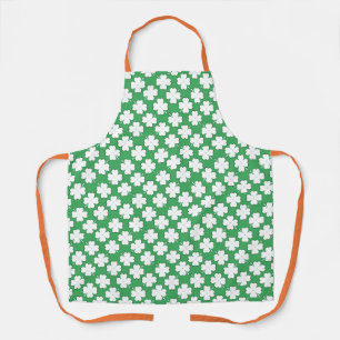 White Irish Shamrock Pattern over Light Green Schort