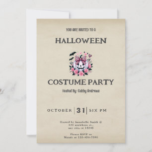 White Jack-O' Lantern Flowers  Halloween Kaart