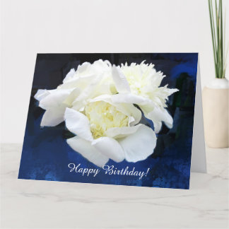 White Japanese Peonies Birthday Wenskaart Kaart