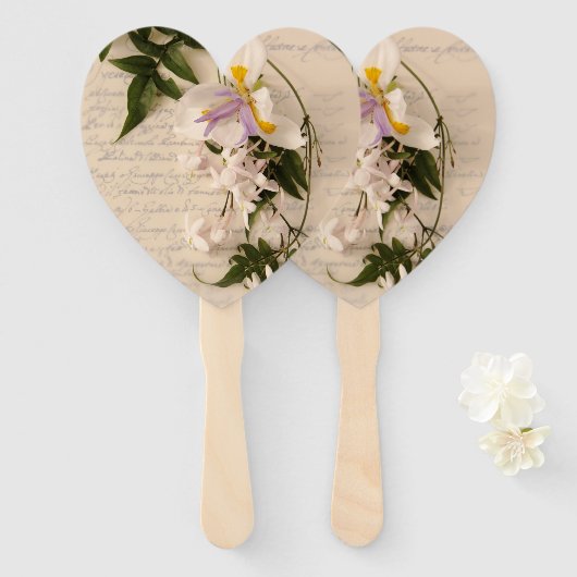 White jasmine met script handwaaier (Voorkant en achterkant)