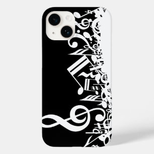 White Jumked Musical Notes op zwart Case-Mate iPhone 14 Hoesje