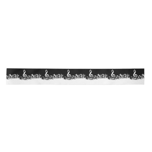 White Jumked Musical Notes op zwart Lint (Voorkant)