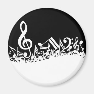 White Jumked Musical Notes op zwart Magneet