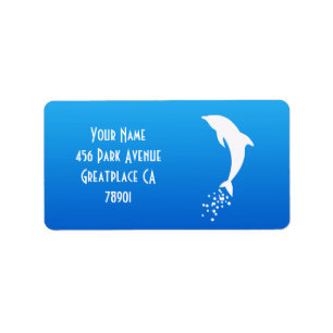 White Jumping Dolphin with Bubbles Address Lable Etiket