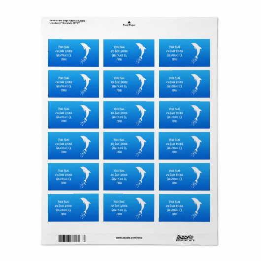 White Jumping Dolphin with Bubbles Address Lable Etiket (Full Sheet)