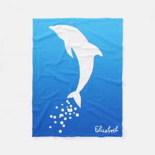 White Jumping Dolphin with Bubbles Blanket Fleece Deken