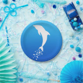White Jumping Dolphin with Bubbles Paper Bord (Feest)