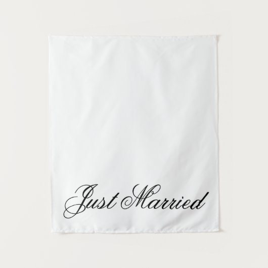 White Just Married Fabric Car Wedding Banner Sign Wandkleed (Voorkant)