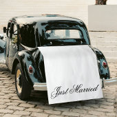 White Just Married Fabric Car Wedding Banner Sign Wandkleed