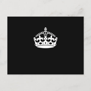 White Keep Calm Crown on Black Briefkaart