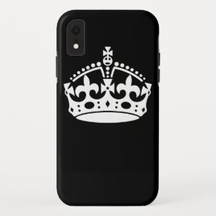 White Keep Calm Crown on Black iPhone XR Hoesje