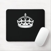 White Keep Calm Crown on Black Muismat (Met muis)