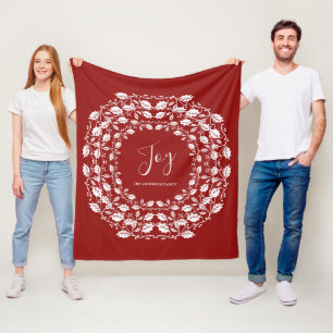 White kerst Holly Joy Gepersonaliseerd rood Fleece Deken
